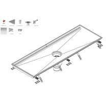 Caniveau H-First sortie verticale centrée 157/110 grille caill ad L15 INOX 304 L 1500 x P 470 mm sur mesure