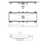 Caniveau H-First sortie verticale centrée 157/110 grille caill ad L15 INOX 304 L 1500 x P 470 mm sur mesure