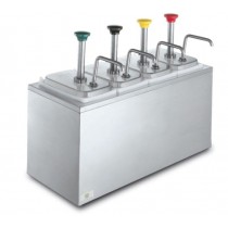 Distributeur de garniture froid 4 recipients à pompe 4 x 3,3 L