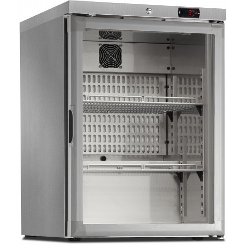 Mini armoire positive porte vitrée 122/105 L intérieur et extérieur inox Mini armoire positive porte vitrée 122/105 L intérieur et extérieur inox