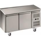 Desserte réfrigéré centrale, gamme gastro, 2 portes pleines, 0.28 Kw, inox, grille