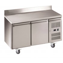 Desserte réfrigéré centrale 2 portes pleines avec dosseret 0.28 Kw inox 314 L
