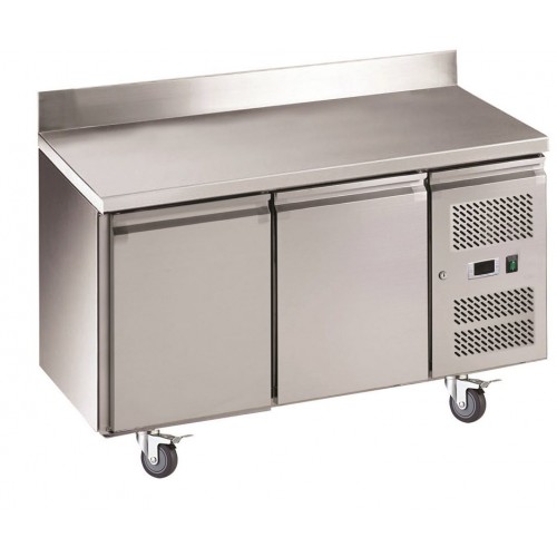 Desserte réfrigérée 2 portes pleines avec dosseret 0.28 Kw inox 314 L Desserte réfrigérée 2 portes pleines avec dosseret 0.28 Kw inox 314 L