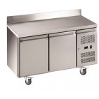 Desserte réfrigérée 2 portes pleines avec dosseret 0.28 Kw inox 314 L