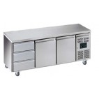 Desserte réfrigérée centrale gamme gastro GN1/1 2 portes +1 bloc 3 tiroirs inox