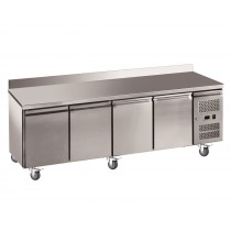 Desserte réfrigérée gamme gastro GN1/1 4 portes adossée inox