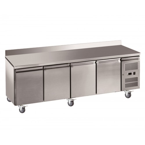 Desserte réfrigérée gamme gastro GN1/1 4 portes adossée inox Desserte réfrigérée gamme gastro GN1/1 4 portes adossée inox