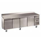 Desserte réfrigérée gamme gastro GN1/1 4 portes adossée inox