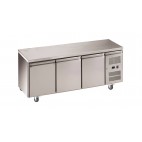 Desserte réfrigérée centrale négatif -18/-22°C inox 3 portes, gamme gastro GN1/1 417 L