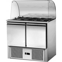 Saladette avec pare-haleine 2 GN1/1 + 3 GN1/6 2 portes inox