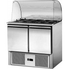 Saladette avec pare-haleine 2 GN1/1 + 3 GN1/6 2 portes inox