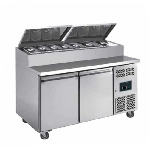 Table à sandwiche 2 couvercles inox 7 GN1/3 2 portes inox Table à sandwiche 2 couvercles inox 7 GN1/3 2 portes inox