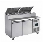 Table à sandwiche 2 couvercles inox 7 GN1/3 2 portes inox