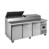 Table à sandwiche 8 GN1/3 2 couvercles inox 3 portes inox
