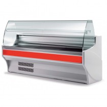 Vitrine horizontale positive, avec réserve, vitre courbée, froid ventilée, 3 portes, 1 étagère