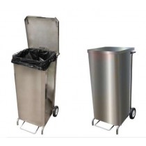 Porte-sacs mobile inox caréné à ouverture frontale 70 litres