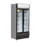 Vitrine de présentation boissons au gaz, 2 portes battantes, 580 L