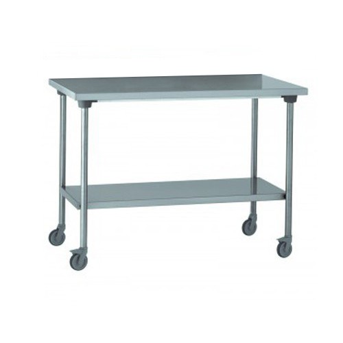 Table inox TS 15N démontable sur roues centrale + étagère pieds ronds largeur 800 mm Table inox TS 15N démontable sur roues centrale + étagère pieds ronds largeur 800 mm