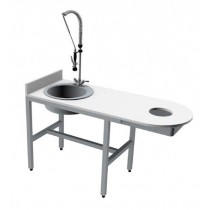 Combiné de préparation poisson bord arrondi, dosseret latéral, en inox AISI 304