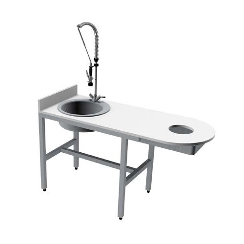 Combiné de préparation poisson bord arrondi dosseret latéral inox AISI 304 Combiné de préparation poisson bord arrondi dosseret latéral inox AISI 304