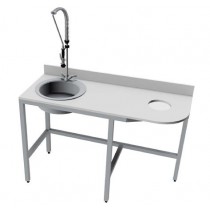 Combiné de préparation poisson bord arrondi, dosseret arrière, en inox AISI 304
