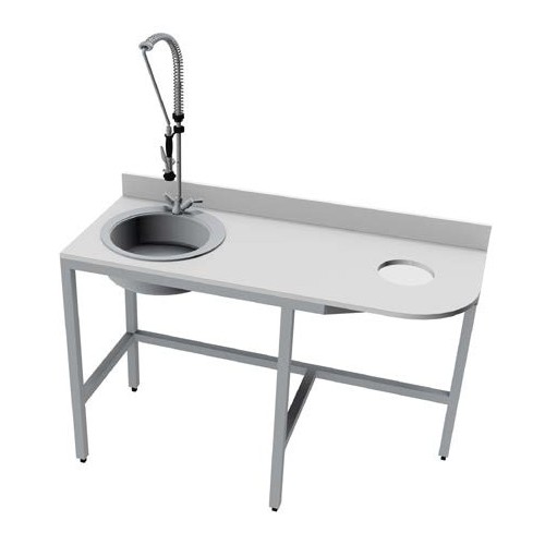 Combiné de préparation poisson bord arrondi dosseret arrière inox AISI 304 Combiné de préparation poisson bord arrondi dosseret arrière inox AISI 304