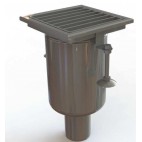 Siphon monolithique Netsol Fonte carré 200 x 200 mm sortie verticale Ø 100 mm