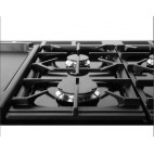 Piano de cuisson mixte noir chrome 5 brûleurs à gaz + multizone 2 fours électriques 