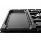 Piano de cuisson mixte noir chrome 5 brûleurs à gaz + multizone 2 fours électriques 