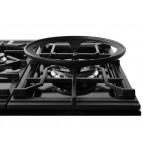 Piano de cuisson mixte noir chrome 5 brûleurs à gaz + multizone 2 fours électriques 