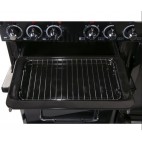 Piano de cuisson mixte noir chrome 5 brûleurs à gaz + multizone 2 fours électriques 