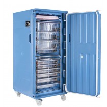 Conteneur isotherme 500 litres sur roulettes et échelles GN bleu clair