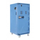 Conteneur isotherme 500 litres sur roulettes et échelles GN bleu clair