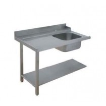 Table d'entrée pour accrochage à gauche de la machine avec bac pour tunnel de lavage