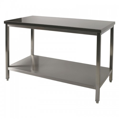 Table Inox AISI 441 soudée adossée avec étagère L 800 x P 800 x H 900 mm Table Inox AISI 441 soudée adossée avec étagère L 800 x P 800 x H 900 mm