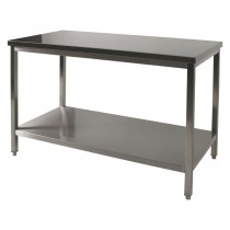 Table Inox AISI 441 soudée adossée avec étagère L 800 x P 800 x H 900 mm
