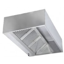 Hotte professionnelle casquette cubique profondeur 900, version statique longueur 2000 mm