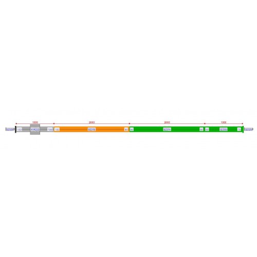 Caniveau Modul 20 L 6000 H75/100 AISI 304 1 sortie à 500 mm avec grille sortie verticale configuration sur mesure Caniveau Modul 20 L 6000 H75/100 AISI 304 1 sortie à 500 mm avec grille sortie verticale configuration sur mesure