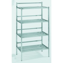 Casier à batterie en inox, 4 niveaux, largeur 600 mm