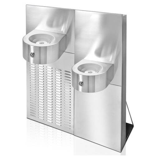 Fontaine à eau murale 2 plats pour adultes et enfants système modulaire semi-encastrable jet d'eau Fontaine à eau murale 2 plats pour adultes et enfants système modulaire semi-encastrable jet d'eau