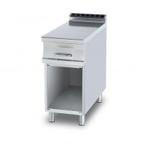 Plan de travail sur meuble ouvert + tiroir avec bac plastique GN1/1