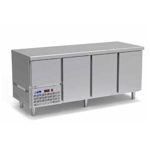 Table GN1/1 positive tropicalisée +43°C centrale acier inox AISI 304 4 portes + 1 portillon 670 L Table GN1/1 positive tropicalisée +43°C centrale acier inox AISI 304 4 portes + 1 portillon 670 L