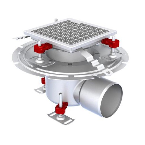 Siphon Eskis H-First avec grilles inox 200 x 200 mm sortie horizontale Ø 110 mm Siphon Eskis H-First avec grilles inox 200 x 200 mm sortie horizontale Ø 110 mm