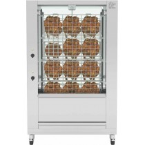 Rôtissoire électrique inox 9 broches 27 Poulets en Crapaudines 12.38 kW 400V Triphasé