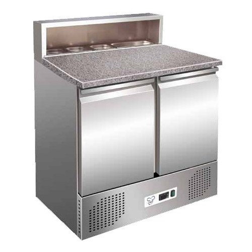 Saladette à pizza 2 portes acier inox AISI 201 Saladette à pizza 2 portes acier inox AISI 201