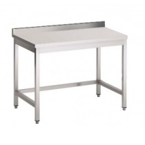 Table adossée sans tablette inférieure Inox AISI 430 L 1400 x P 700 x H 900 mm sur mesure