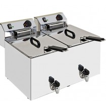 Friteuse de table électrique avec vidange double inox 2 x 10 L