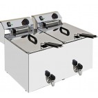 Friteuse de table électrique avec vidange double inox 2 x 10 L