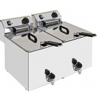 Friteuse de table électrique avec vidange double turbo inox  2 x 10 L