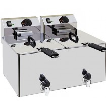 Friteuse de table électrique avec vidange double acier inox  2 x 8 L